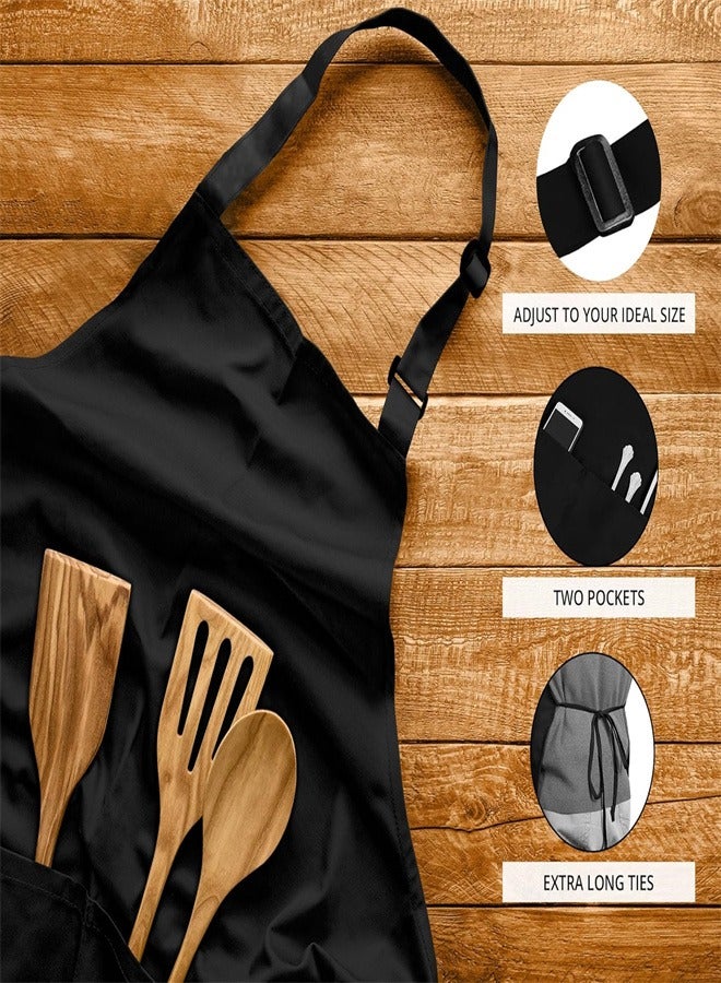 Chef Aprons, Black Apron with 2 Pockets, Waterproof Adjustable Apron for Men, Women, Professional Kitchen Apron for Kitchen, Gardening, Restaurant, Barbecue, Coffee - Image 3